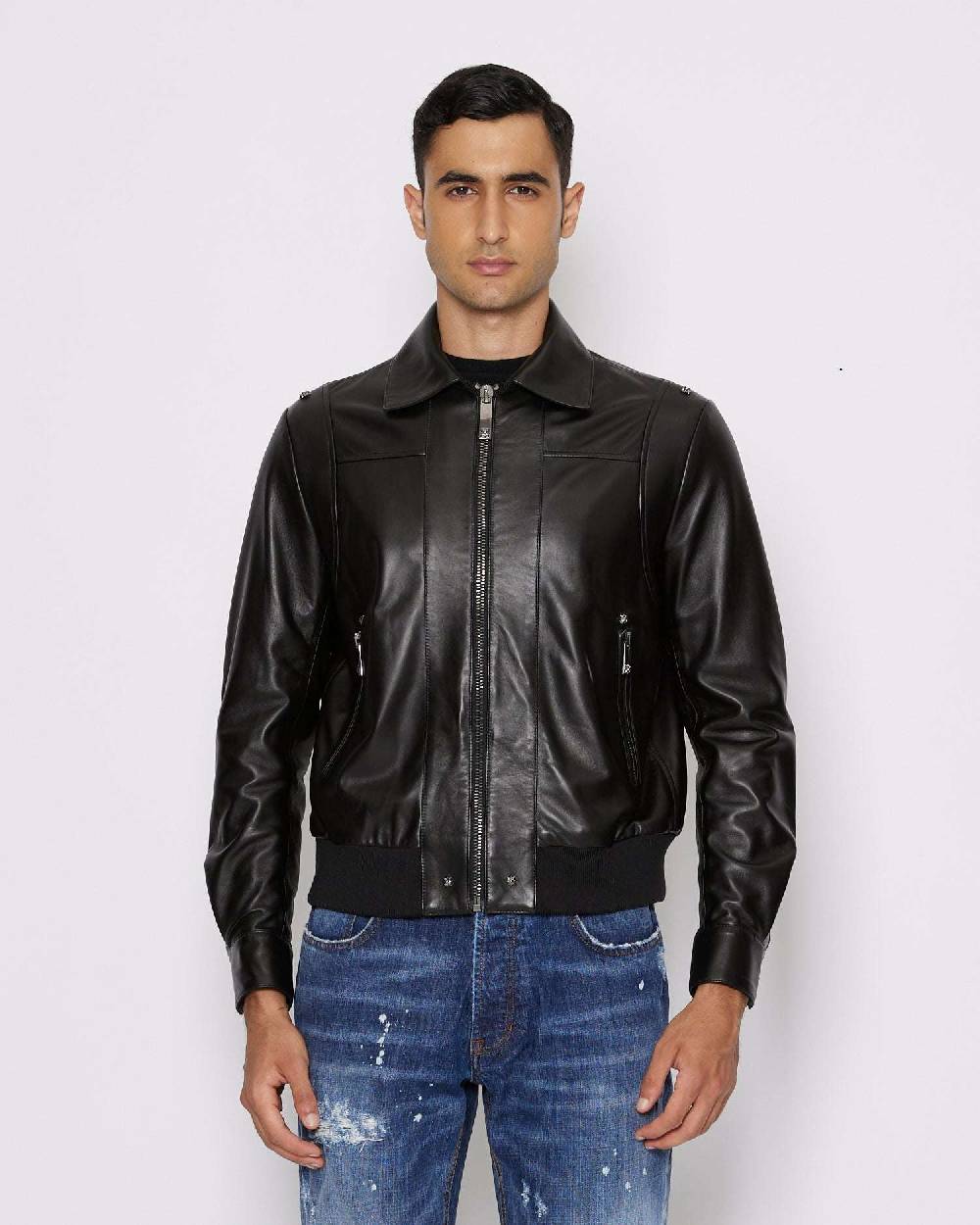 John Richmond Giacca in 100% pelle con chiusura con zip Soddisfazione Garantita
