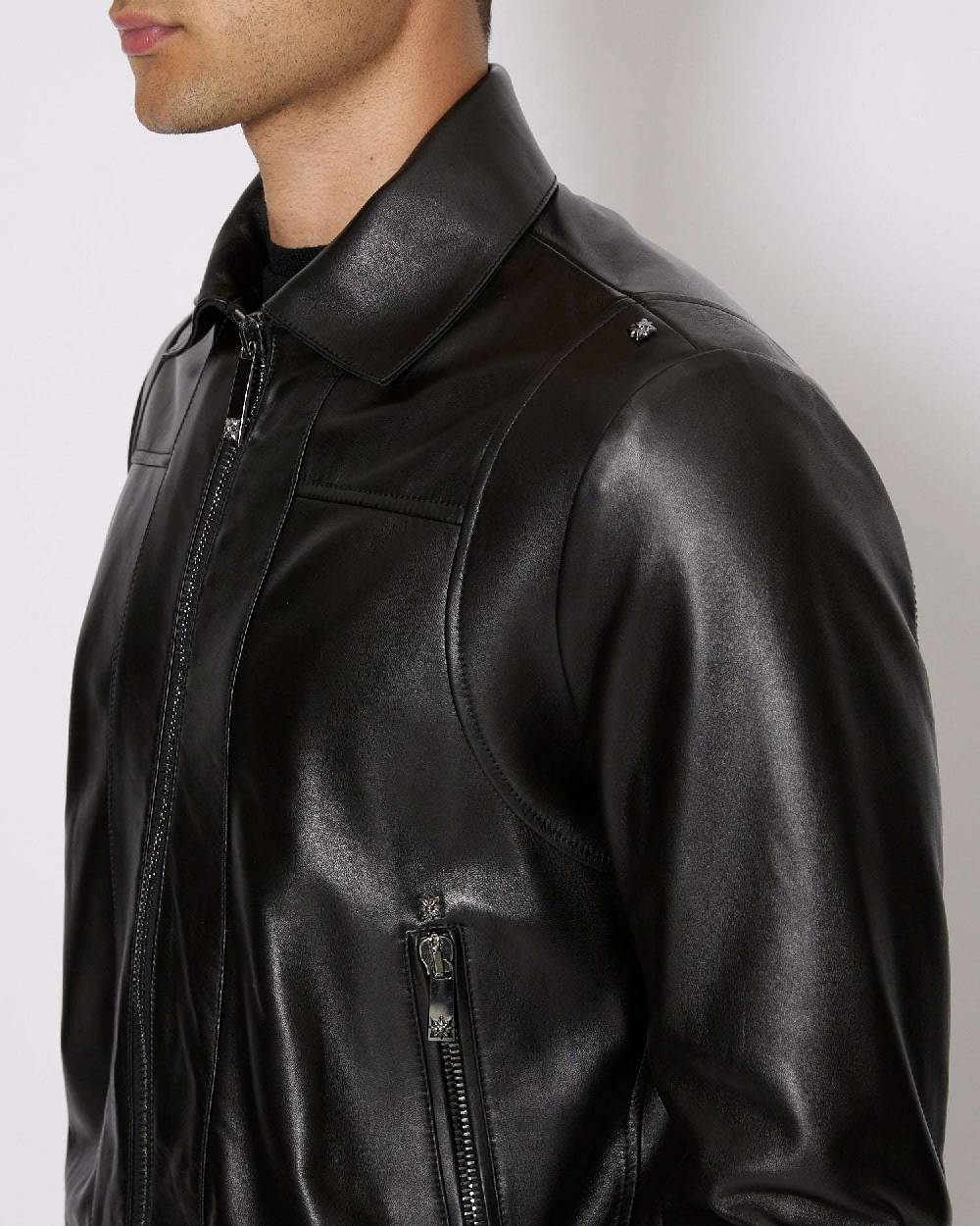 John Richmond Giacca in 100% pelle con chiusura con zip Soddisfazione Garantita