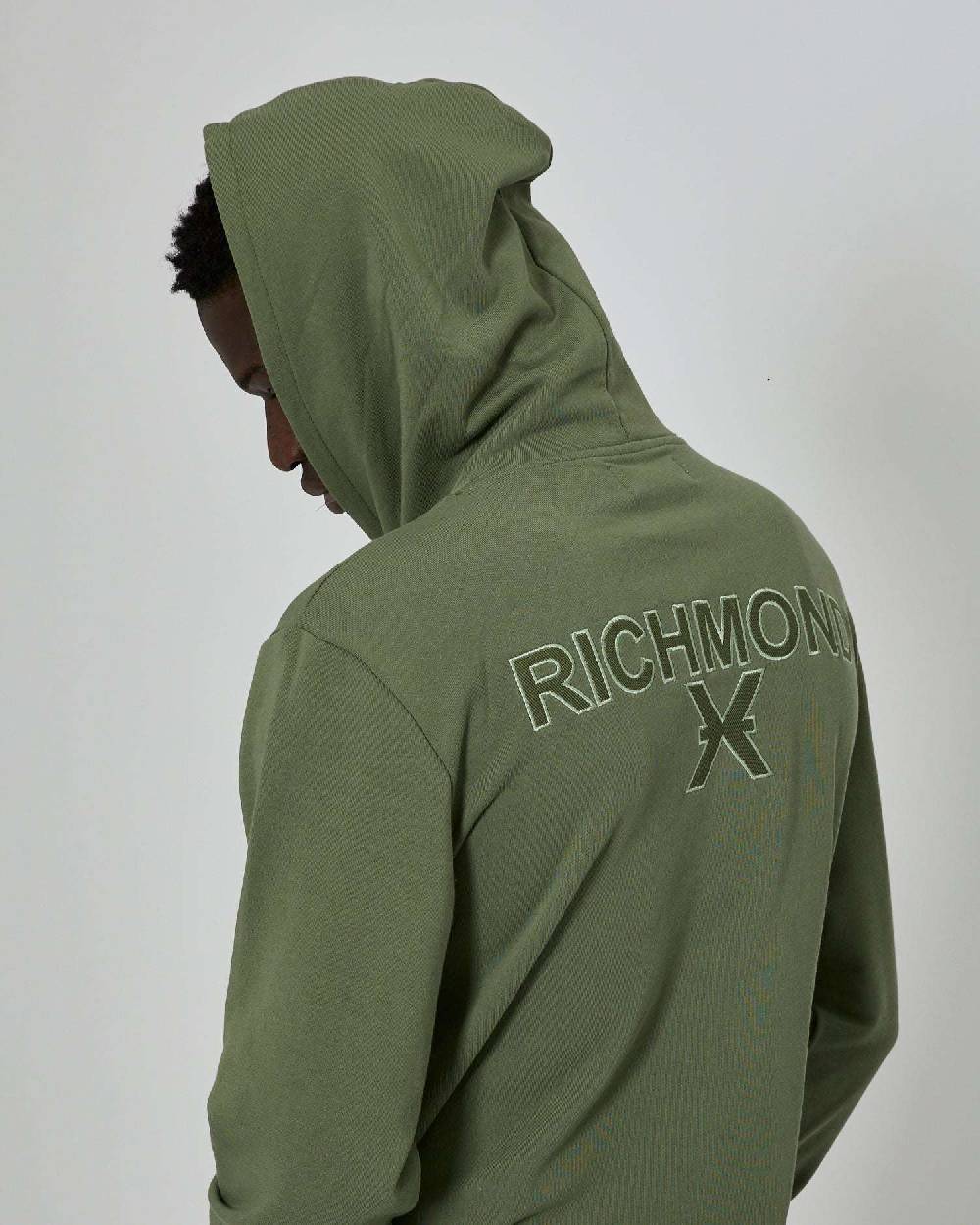 John Richmond Felpa con cappuccio e stampa sul retro Sottocosto