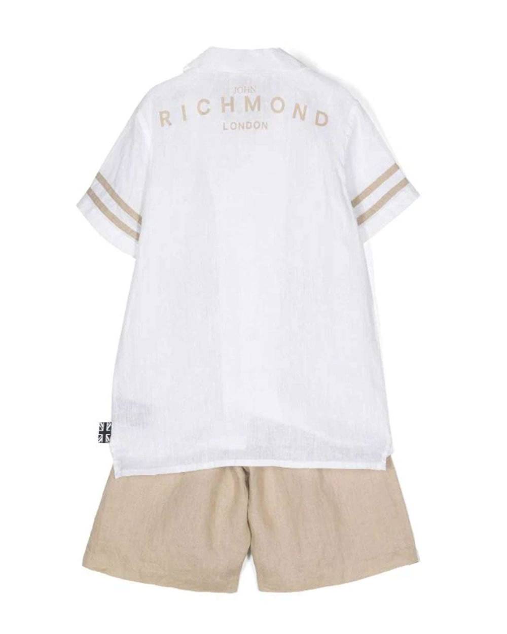 John Richmond kids Completo camicia con logo e bermuda Italia