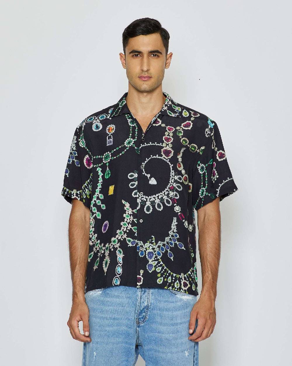 John Richmond Camicia con pattern tone sur tone Offerta