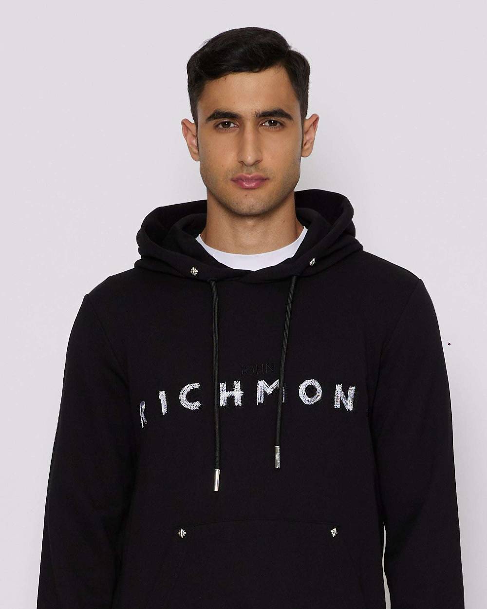 John Richmond Felpa con logo sul davanti a contrasto Saldi Di Fabbrica