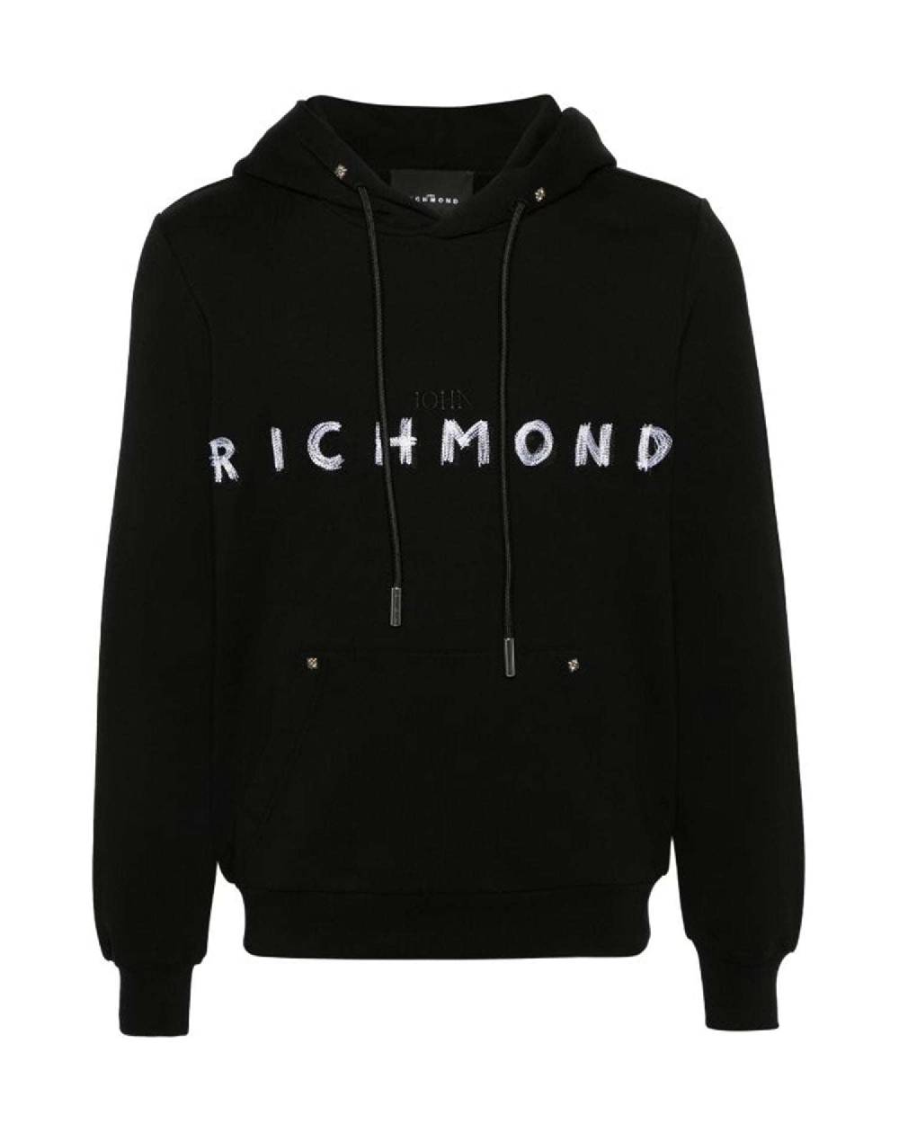 John Richmond Felpa con logo sul davanti a contrasto Saldi Di Fabbrica