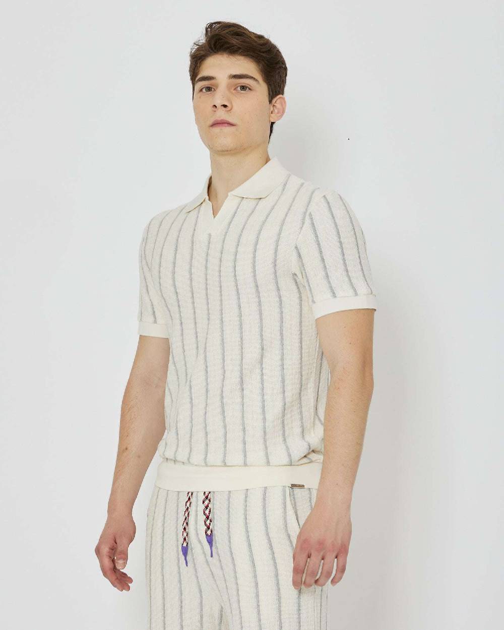 John Richmond Polo con righe e scollo a V Latest fashion
