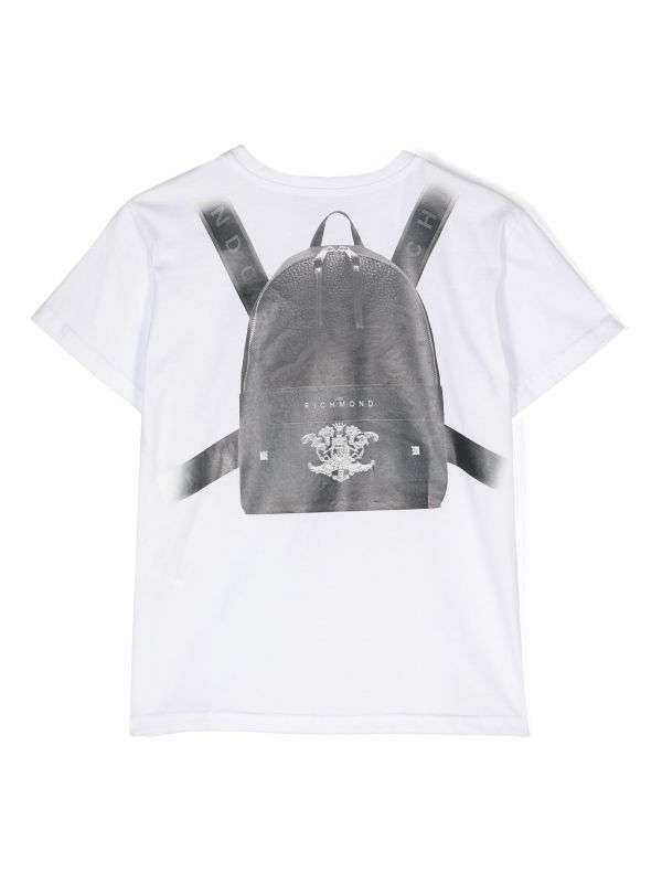 John Richmond kids T-shirt con stampa sul davanti e sul retro Presa