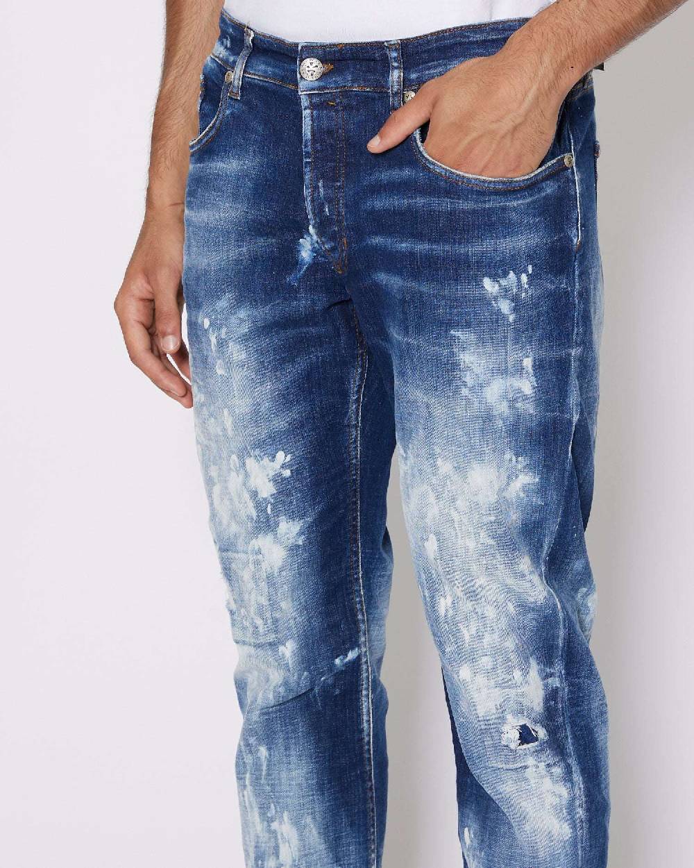 John Richmond Jeans slim con strappi sul davanti bleaching effect Soddisfazione Garantita