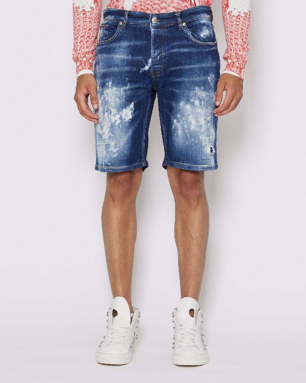 John Richmond Bermuda in denim con lacerazioni effetto used Presa