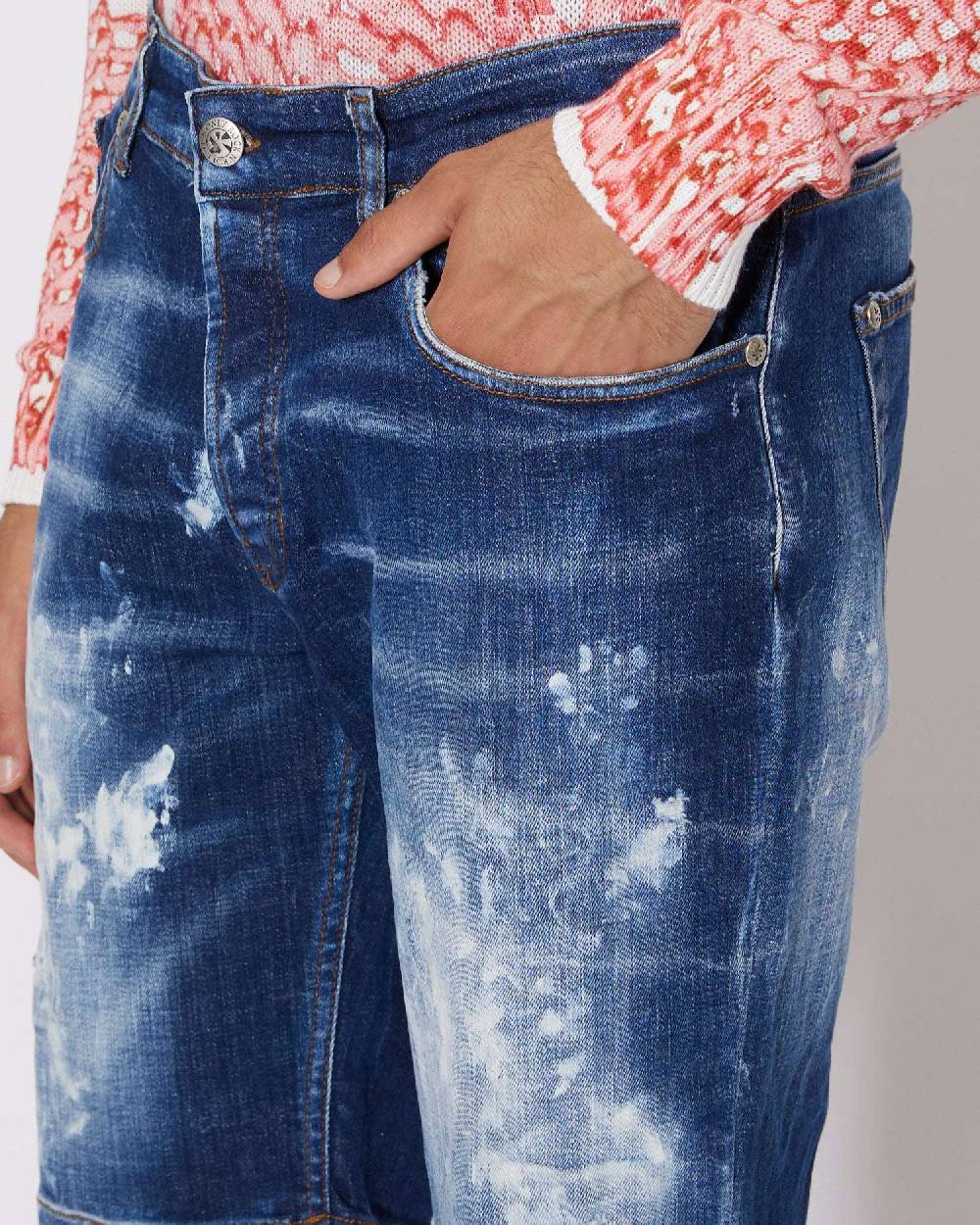 John Richmond Bermuda in denim con lacerazioni effetto used Presa