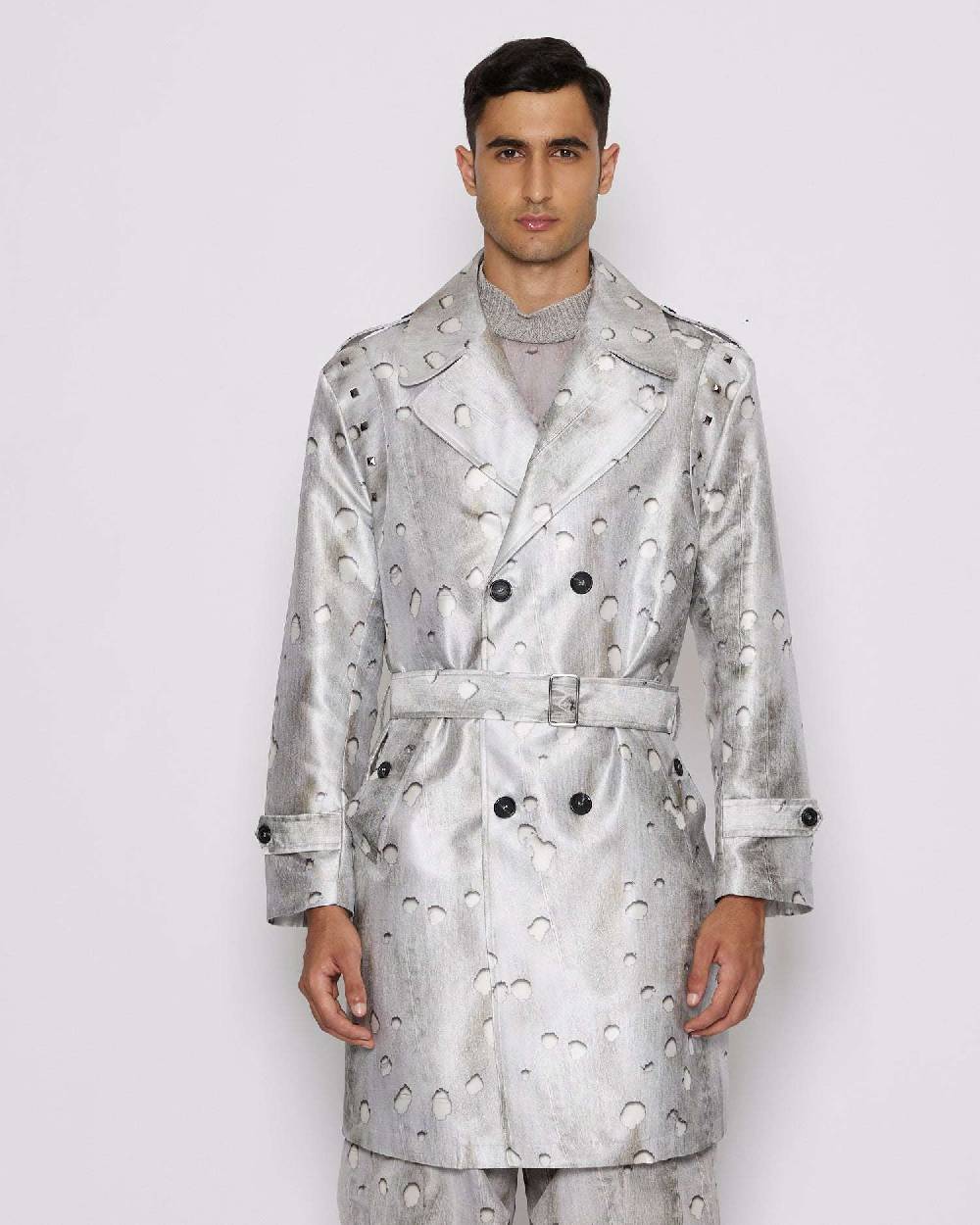 John Richmond Trench con motivo ton sur tone Promozione