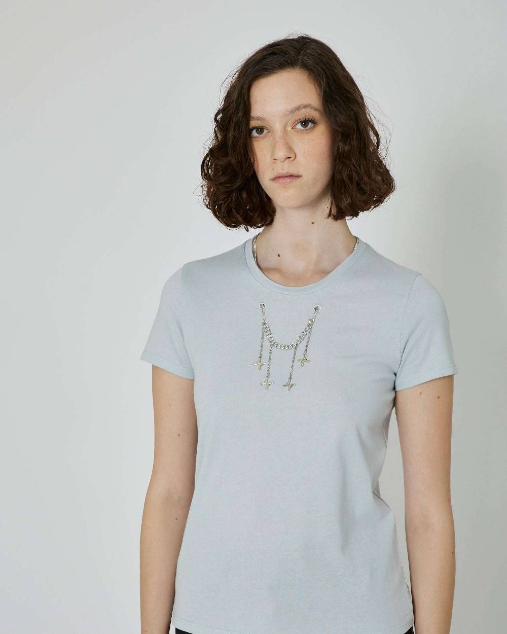 John Richmond T-shirt con catena metallica removibile In Saldo