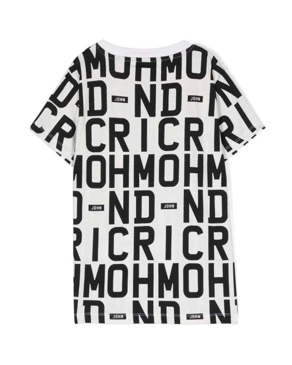 John Richmond kids T-shirt con pattern ton sur ton 2025