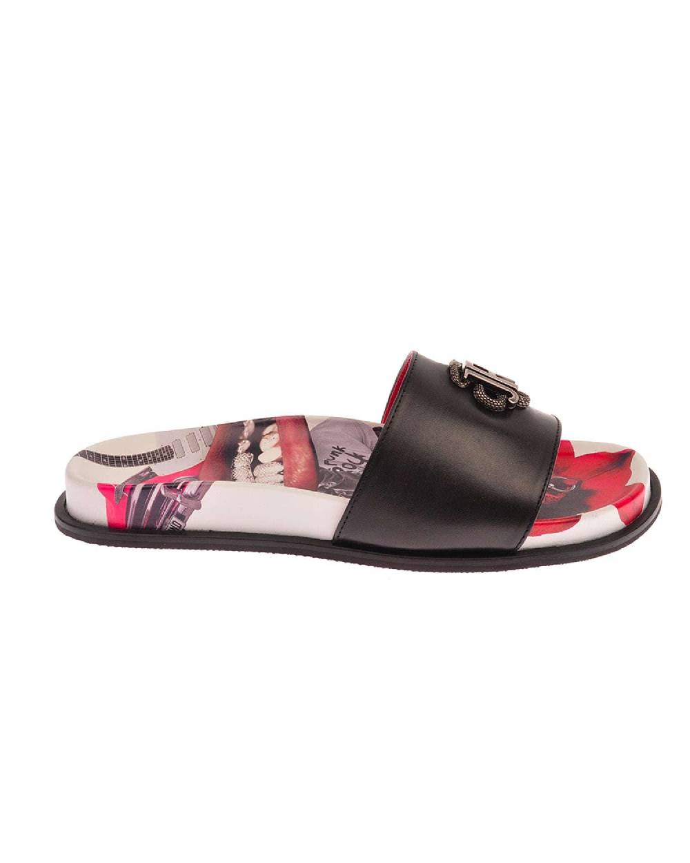 John Richmond Sandalo con fascia larga con logo JR metallico Presa