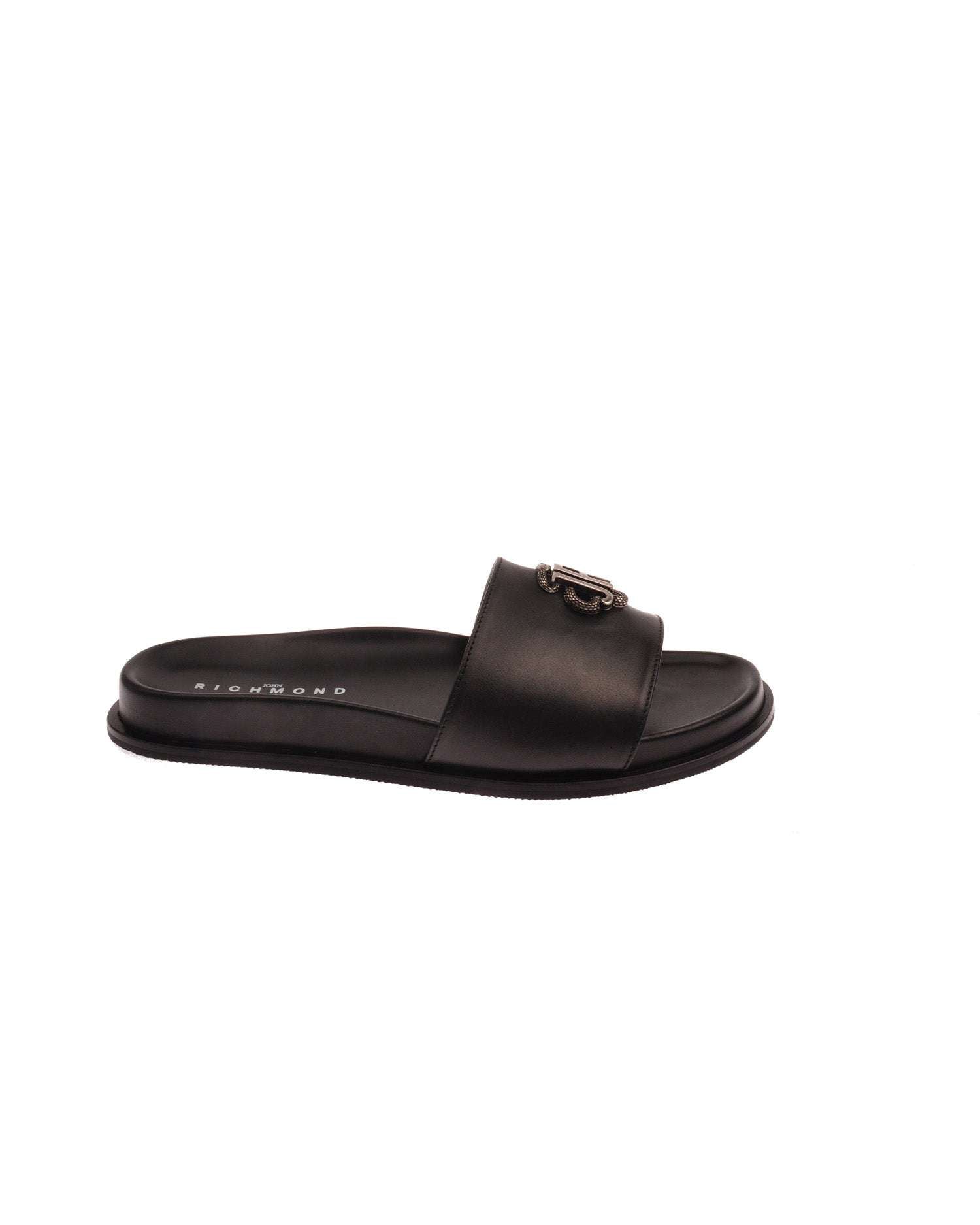 John Richmond Sandalo con fascia larga con logo JR metallico Outlet