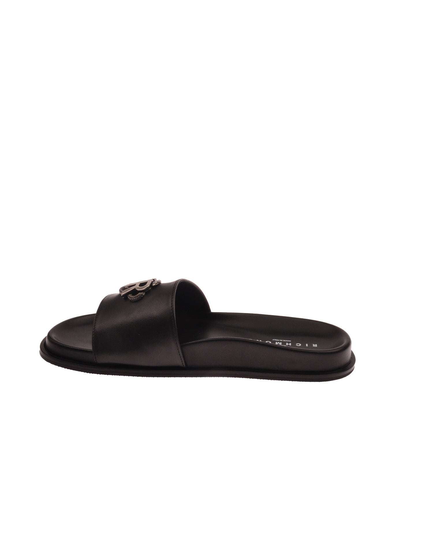 John Richmond Sandalo con fascia larga con logo JR metallico Outlet