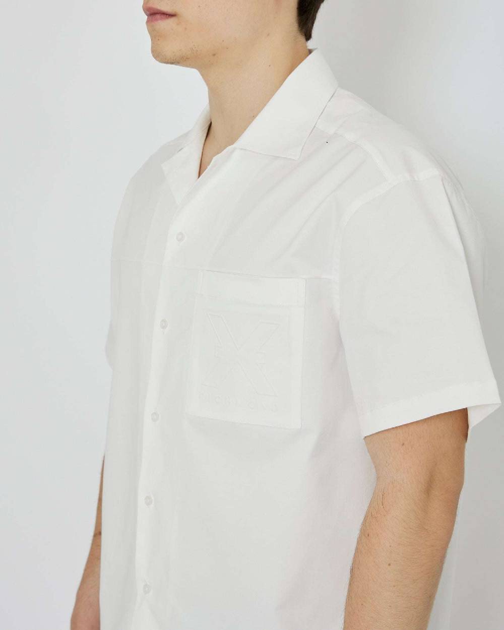 John Richmond Camicia con logo ricamato tone sur tone sul davanti Nuovo