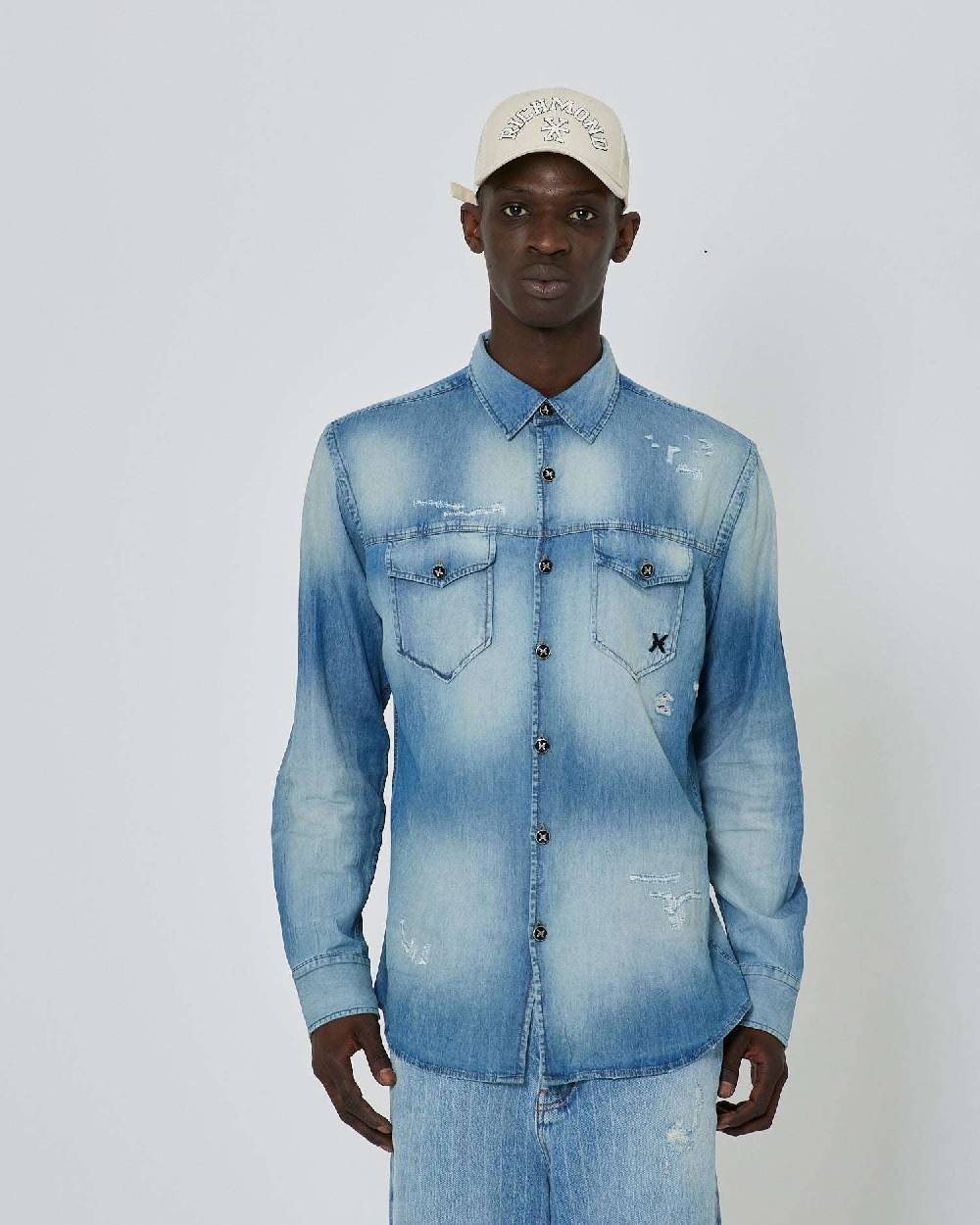 John Richmond Camicia in denim effetto strappato Qualità