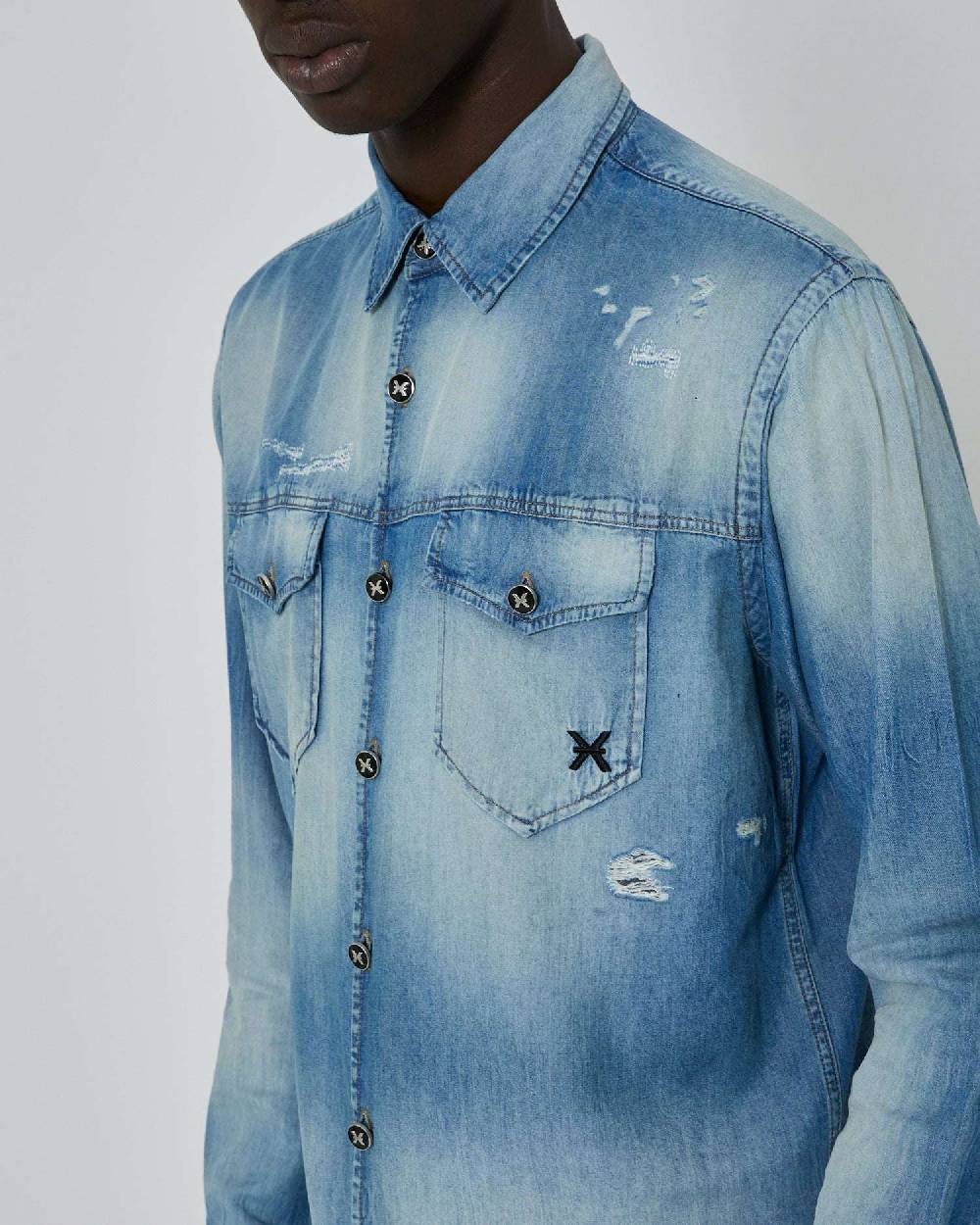 John Richmond Camicia in denim effetto strappato Qualità