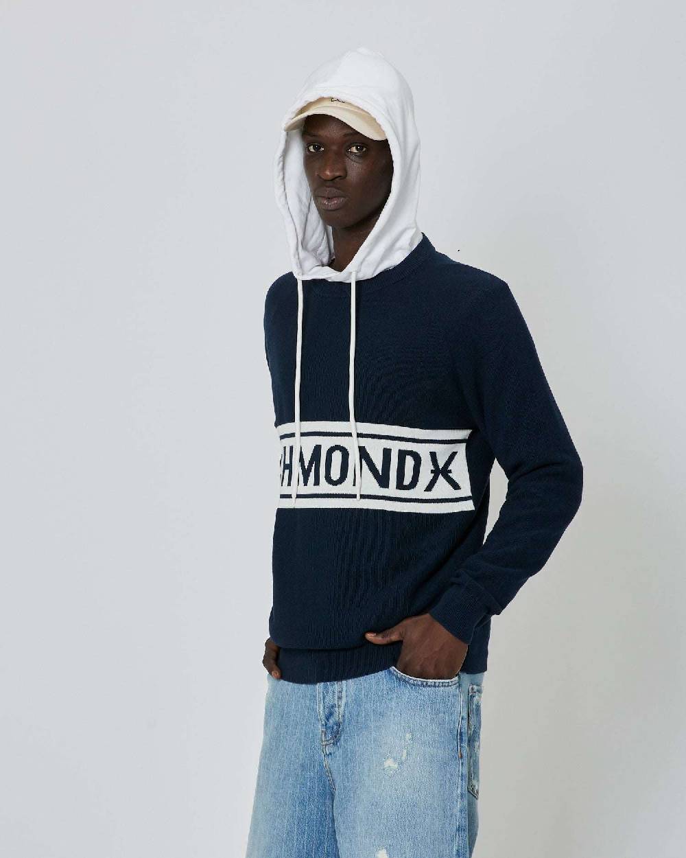 John Richmond Maglia bicolor con logo impresso sul davanti Shopping Online