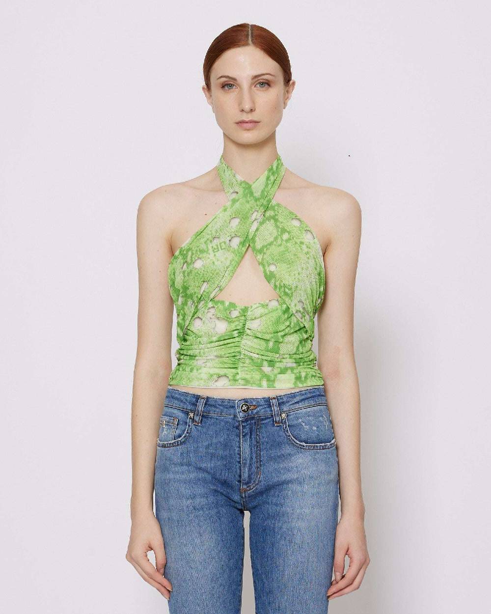 John Richmond Top incrociato con pattern Sconto