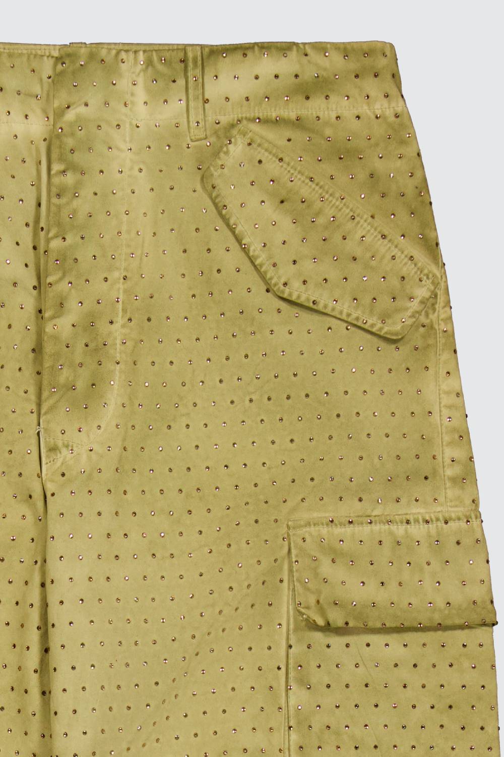 Laneus Laneus pantaloni multitasche military green con strass effetto washed Consegna Veloce