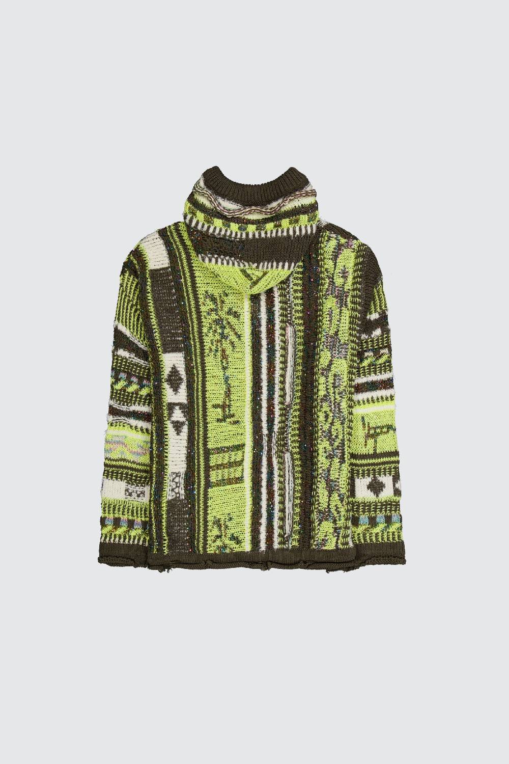 Laneus Laneus multicolor military green jacquard hoodie Shopping Online