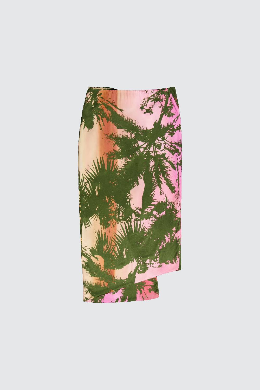 Laneus Laneus gonna midi asimmetrica effetto palm print allover Fino al 65% di sconto