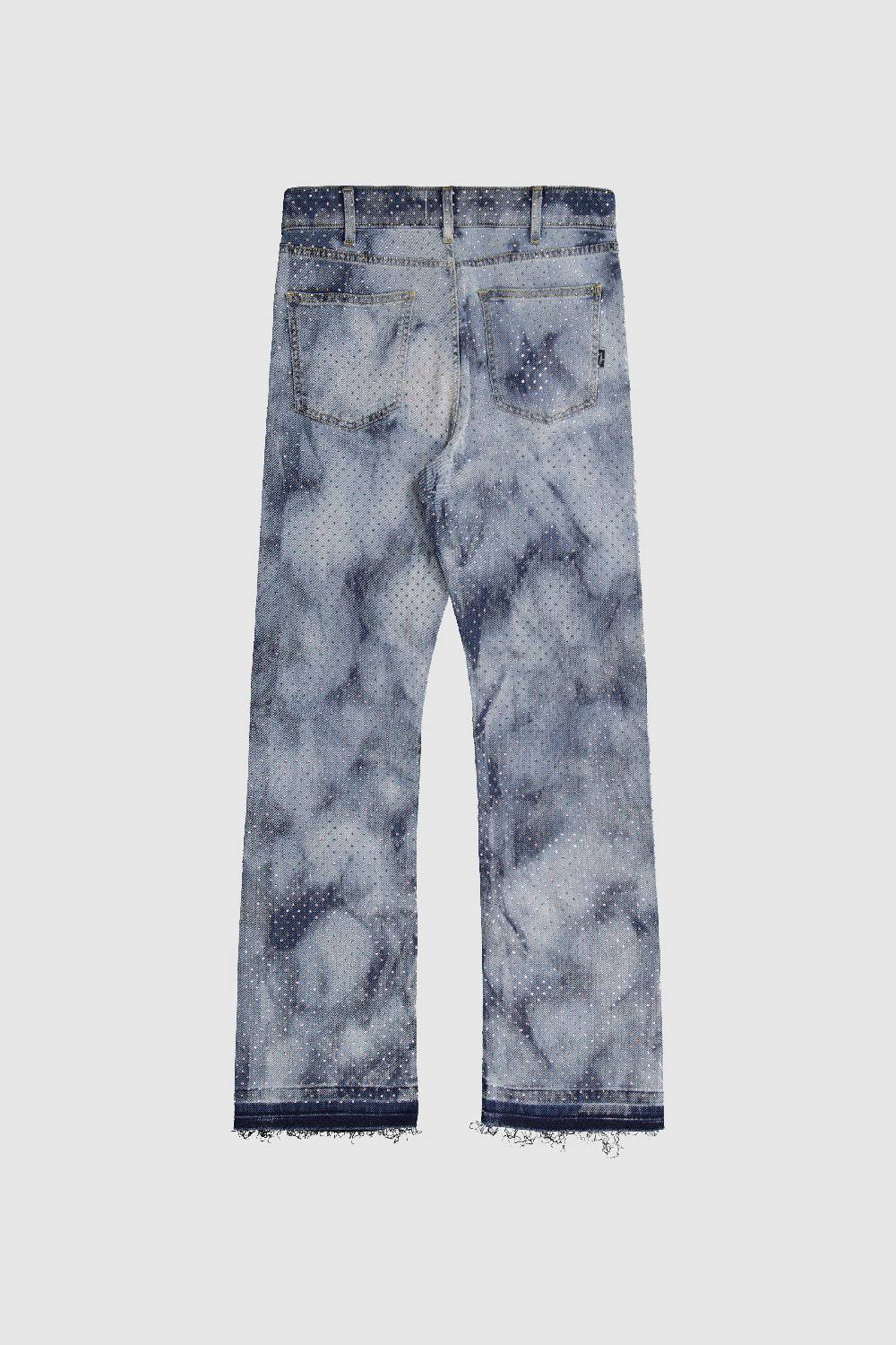 Laneus Laneus pantaloni in denim silver strass Vendita Economica