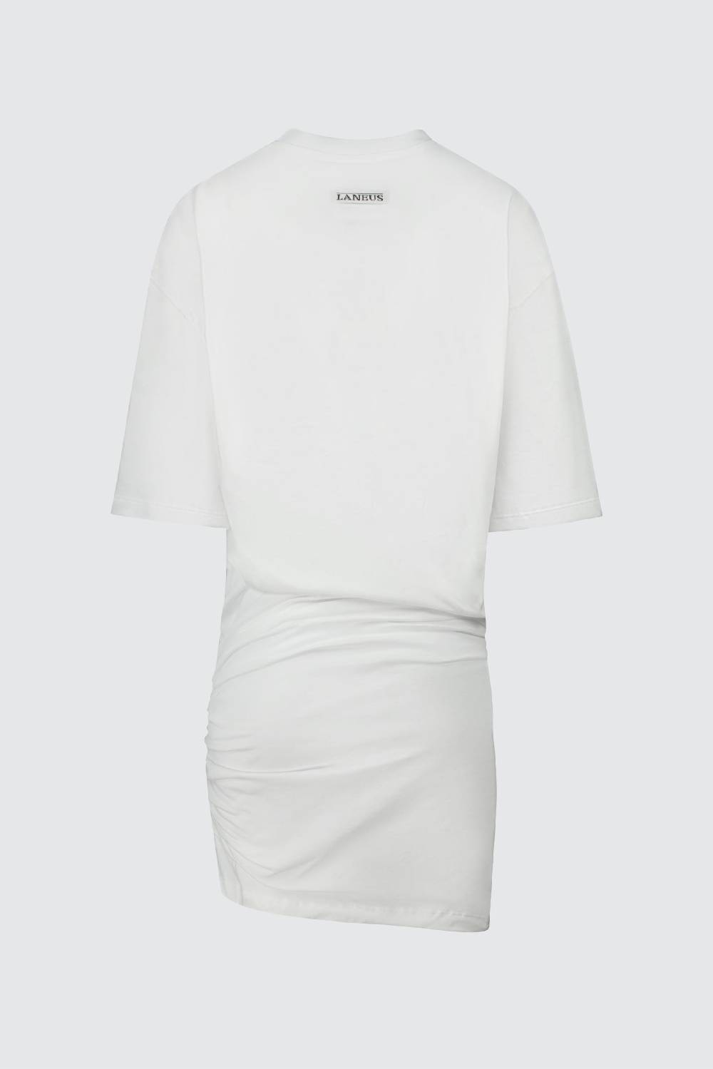 Laneus Laneus mini abito white con drappeggio asimmetrico Vendite Flash