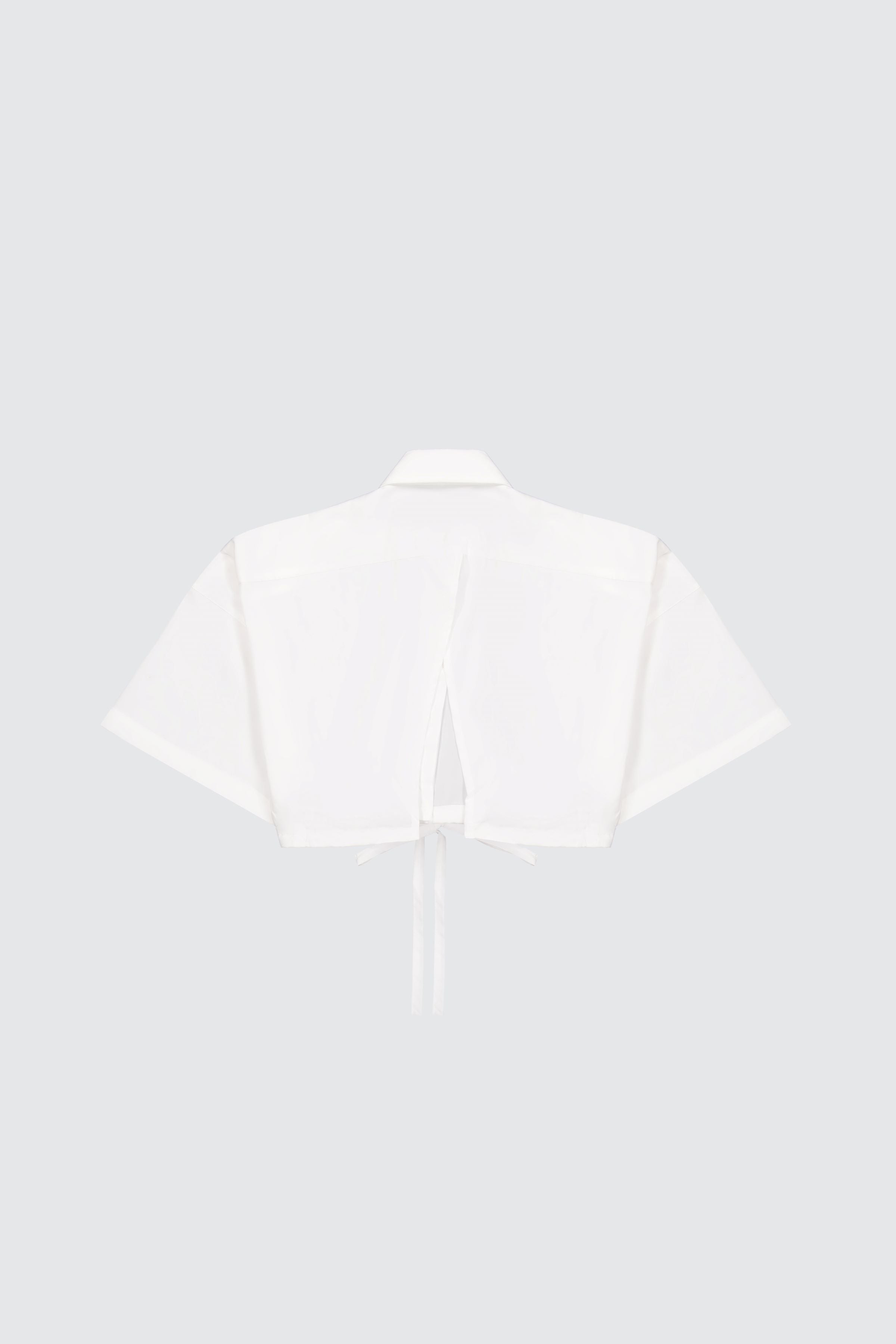 Laneus Laneus camicia cropped white con bottoni logati e coulisse regolabile In Saldo