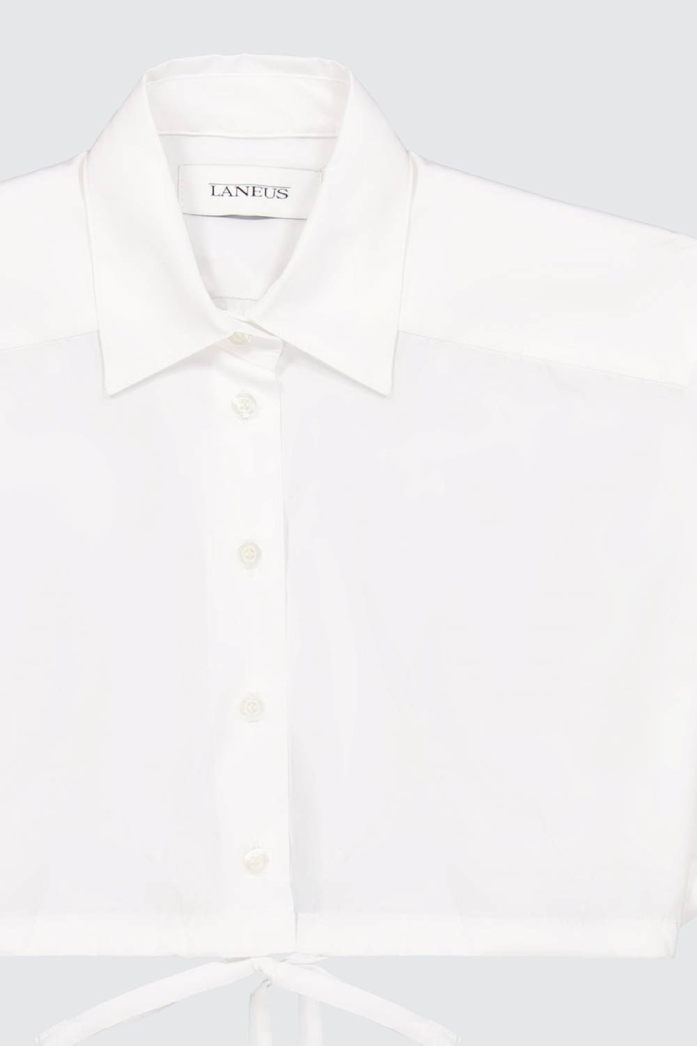 Laneus Laneus camicia cropped white con bottoni logati e coulisse regolabile In Saldo