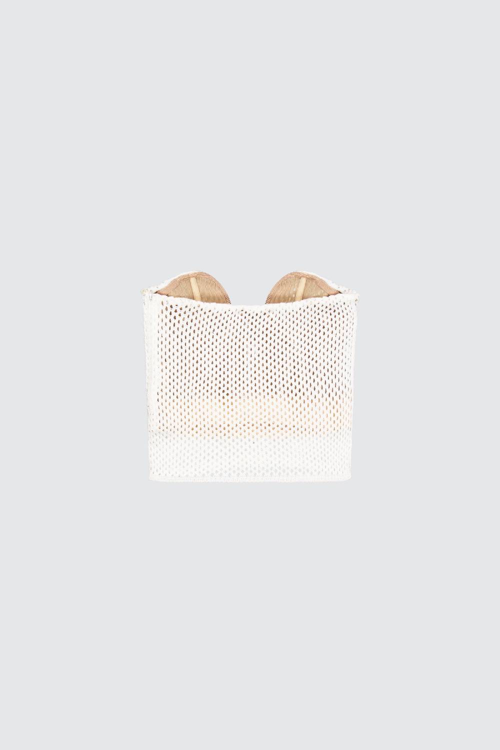 Laneus Laneus top milk in mesh con scollo a cuore Nuova