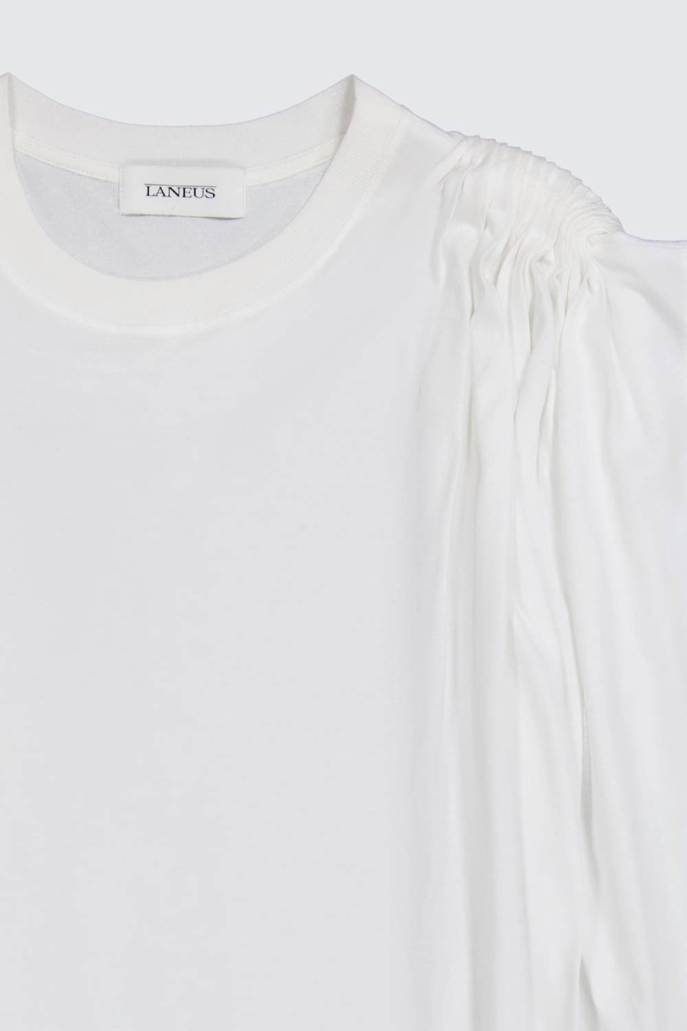 Laneus Laneus t-shirt white classic con drappeggio sulla spalla In Linea