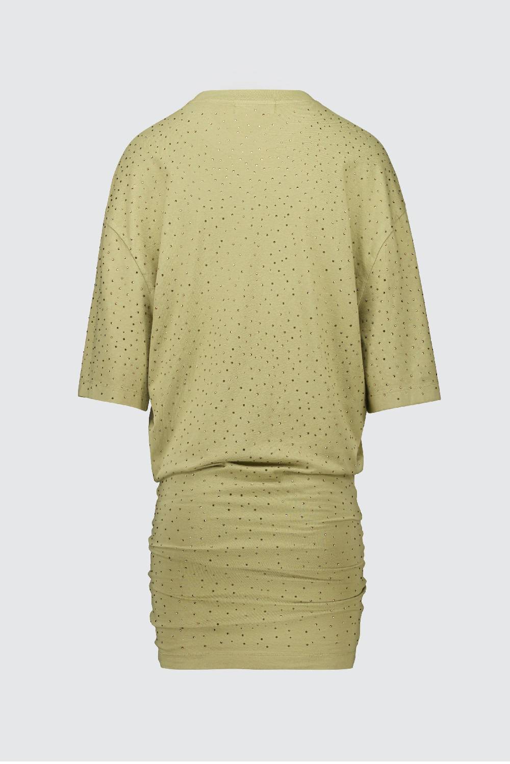 Laneus Laneus mini abito drappeggiato khaki con strass Qualità Garantita