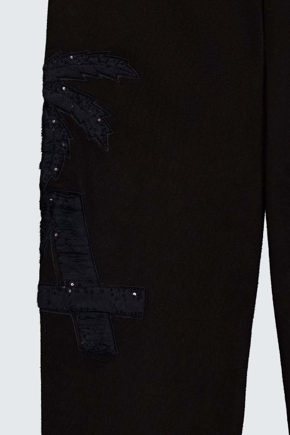 Laneus Laneus pantaloni in felpa black palm print logo Vendite Flash
