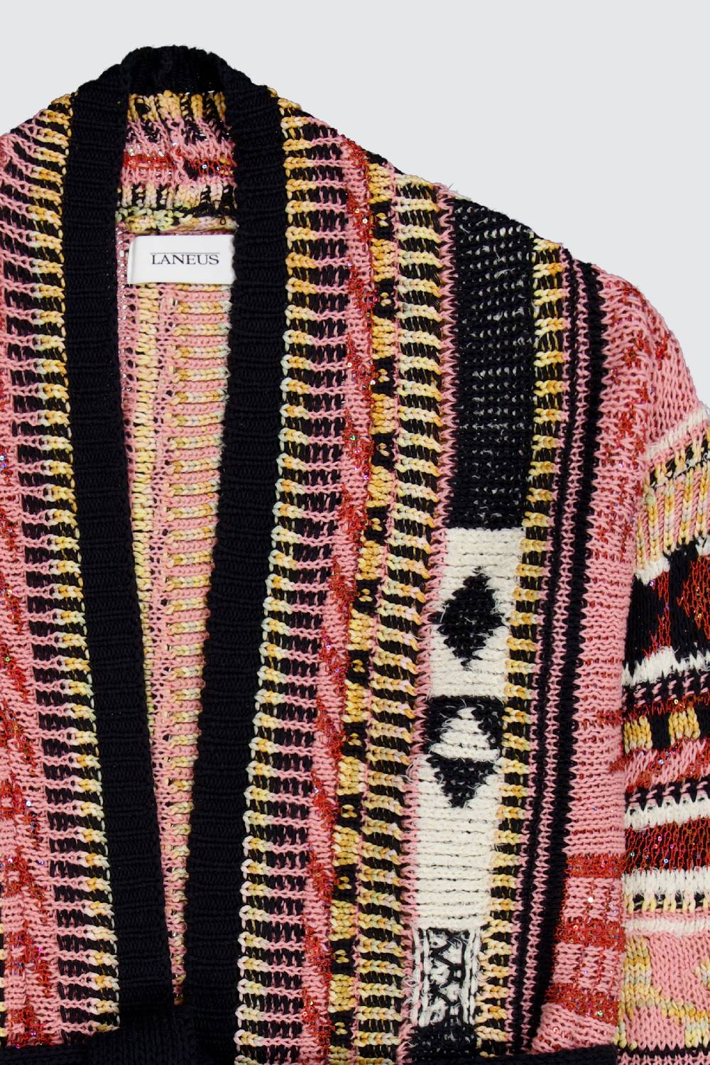 Laneus Laneus pink icon jacquard cardigan Shopping Online