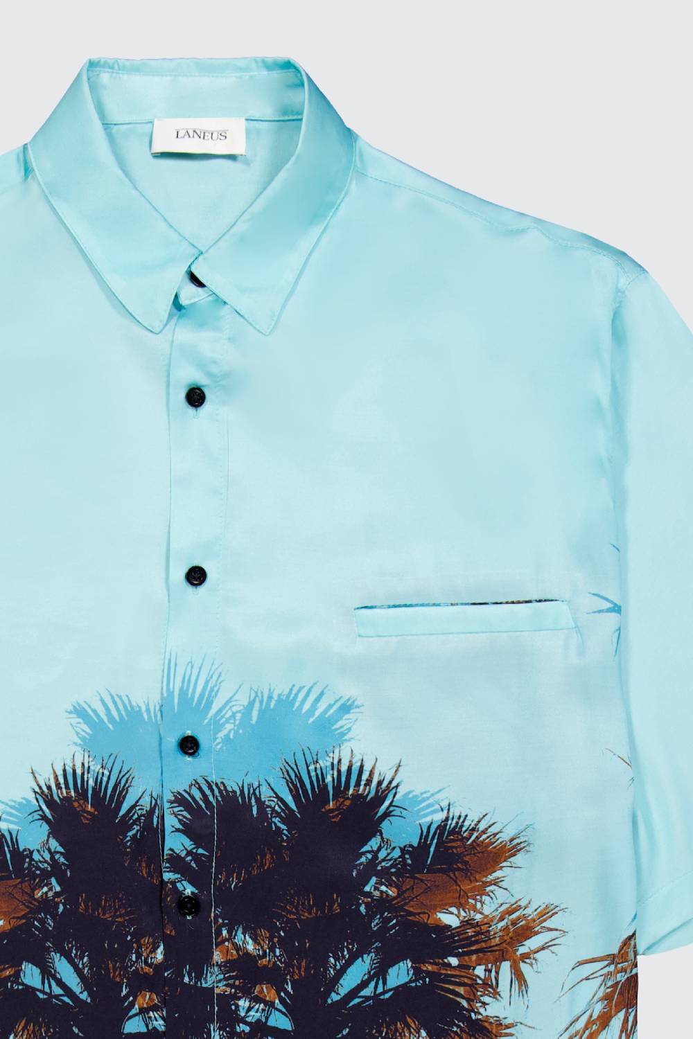 Laneus Laneus camicia turquoise palm print Economico