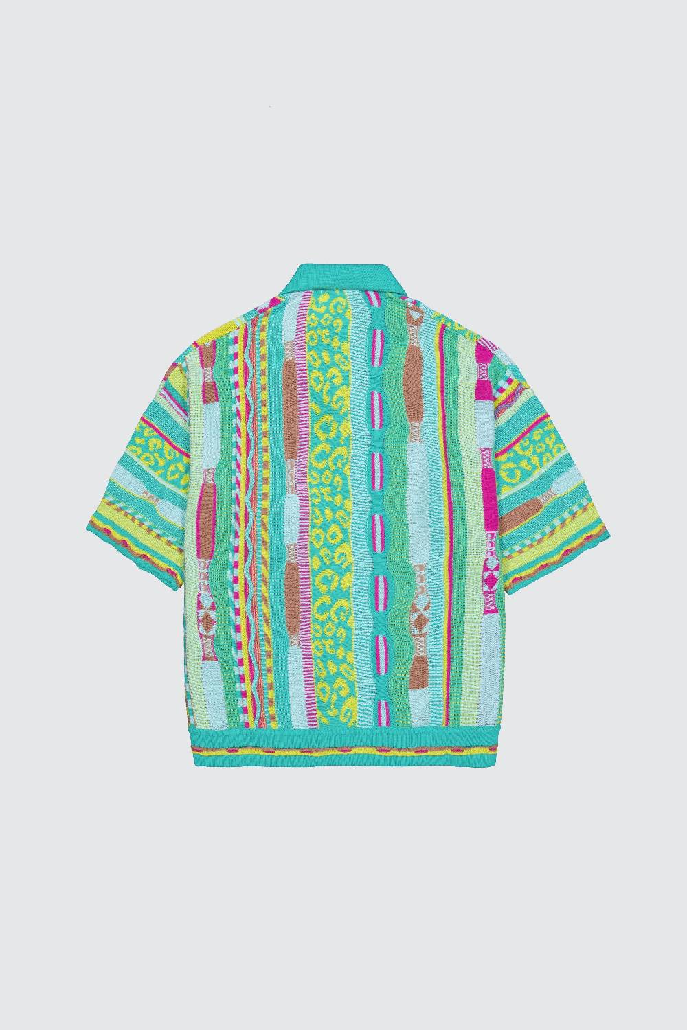 Laneus Laneus polo multicolor turquoise in jacquard Offerte