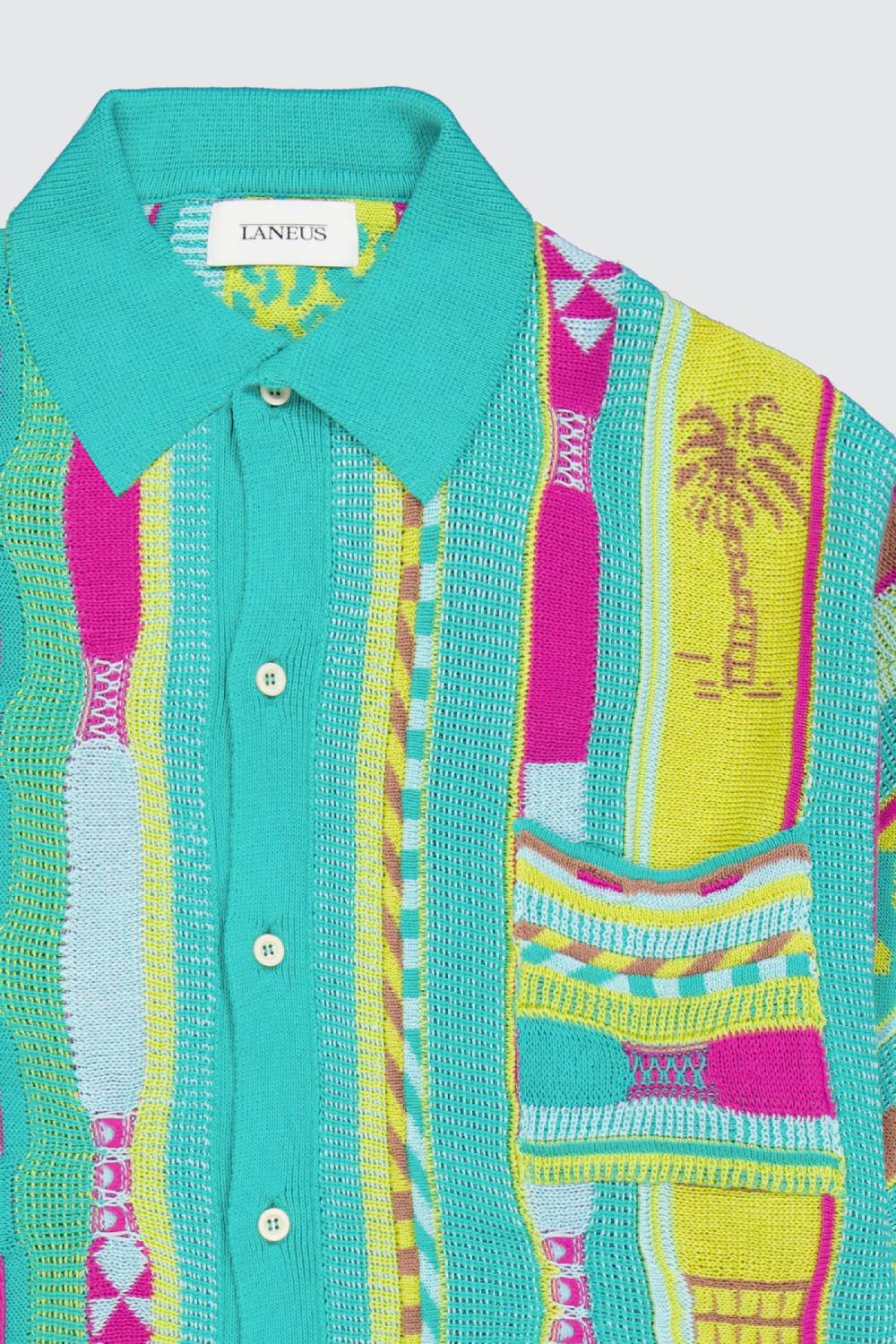 Laneus Laneus polo multicolor turquoise in jacquard Offerte