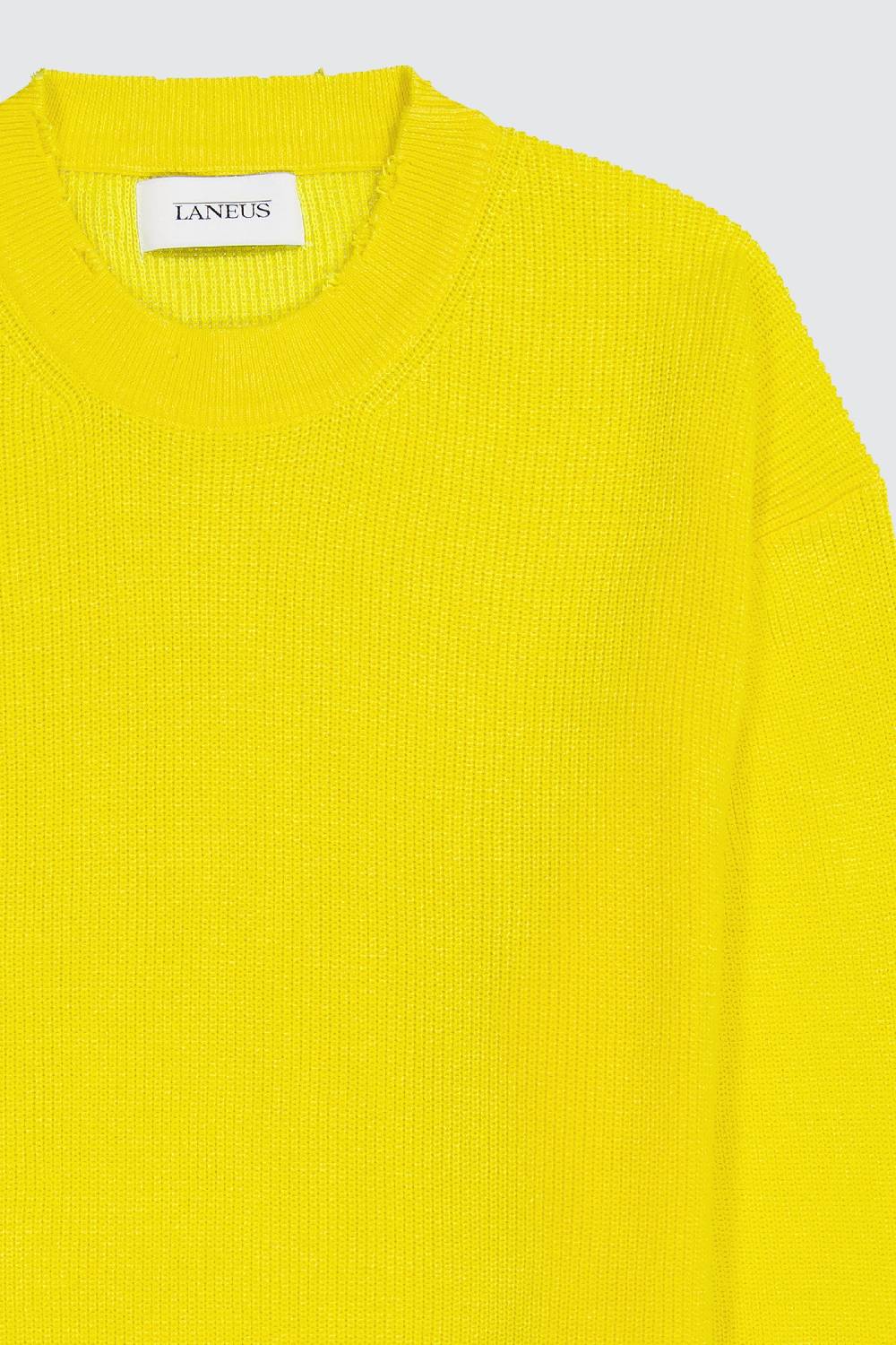 Laneus Laneus maglione yellow cropped effetto destroyed Saldi Di Fabbrica
