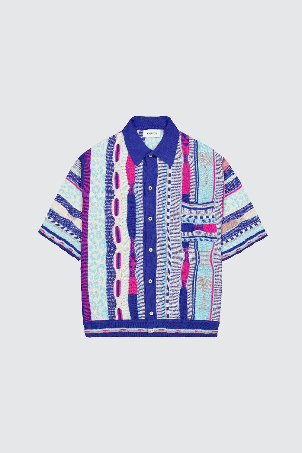 Laneus Laneus polo multicolor bluette in jacquard In Saldo