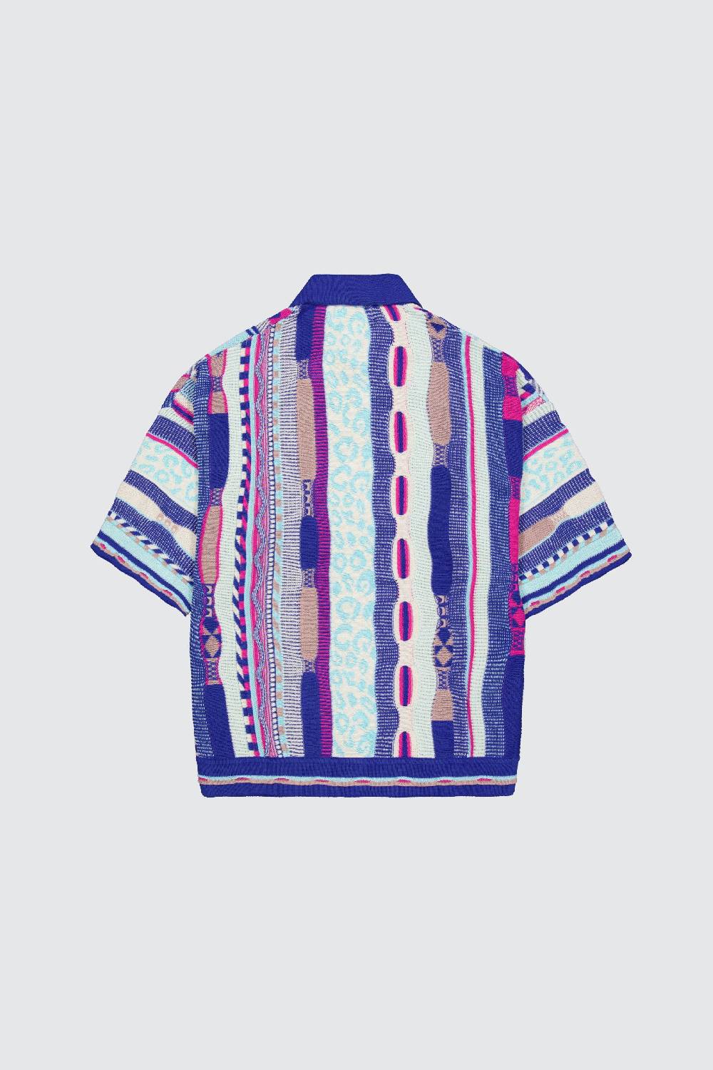 Laneus Laneus polo multicolor bluette in jacquard In Saldo