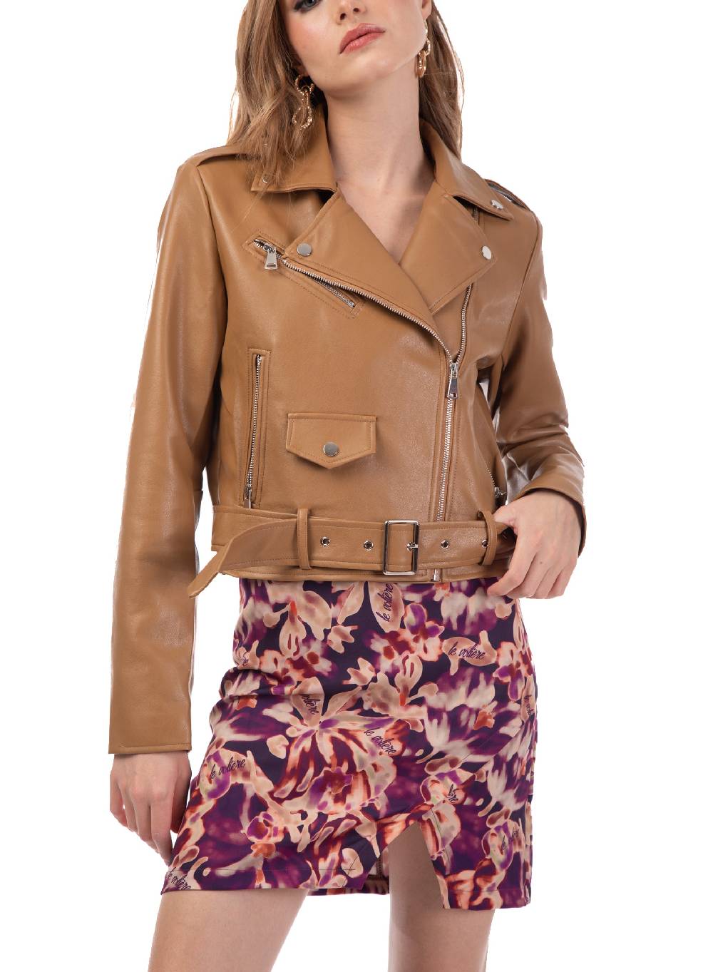 Le Volière Chiodo in ecopelle beige Negozi Online