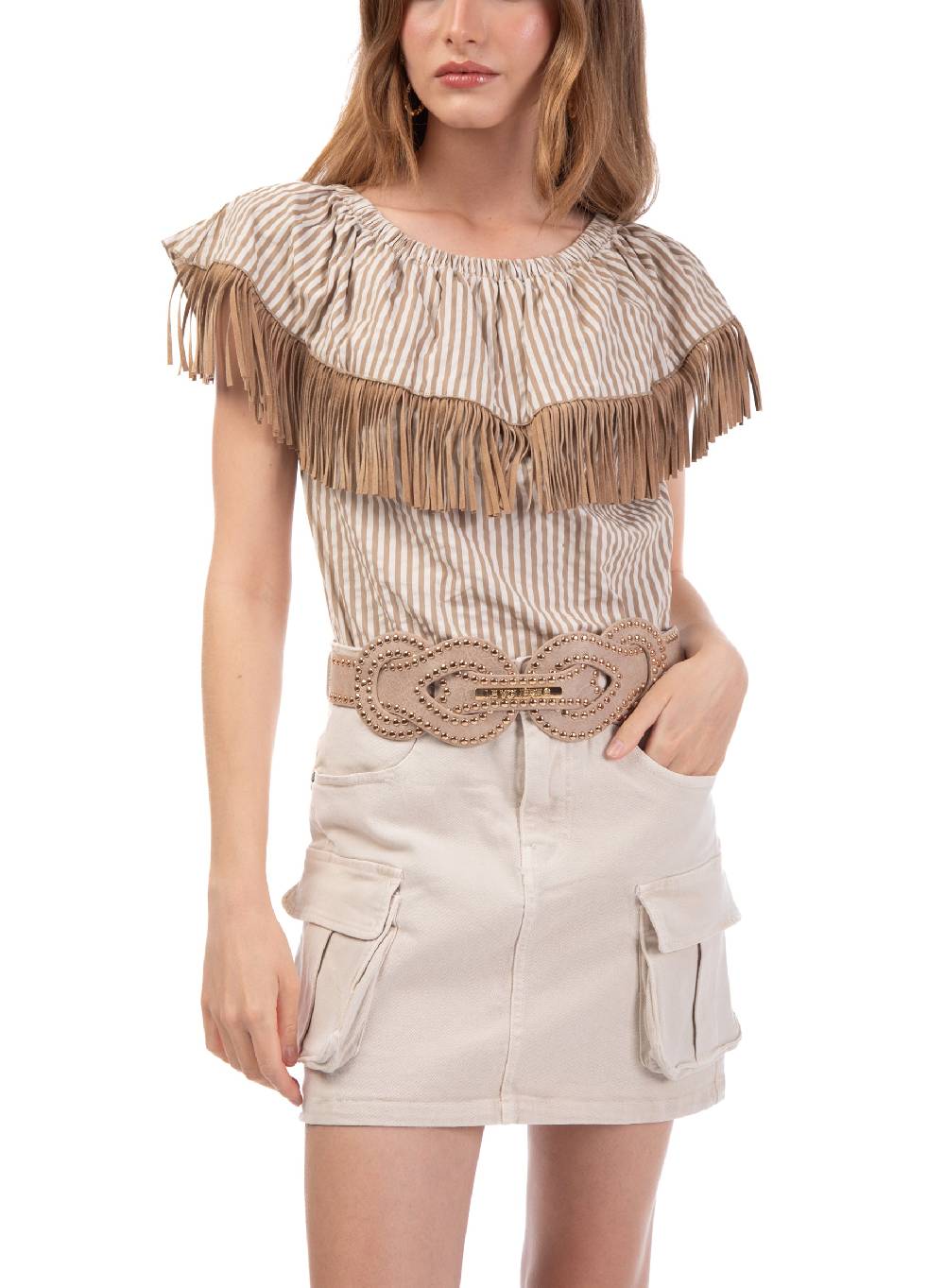 Le Volière Gonna cargo beige Sconto