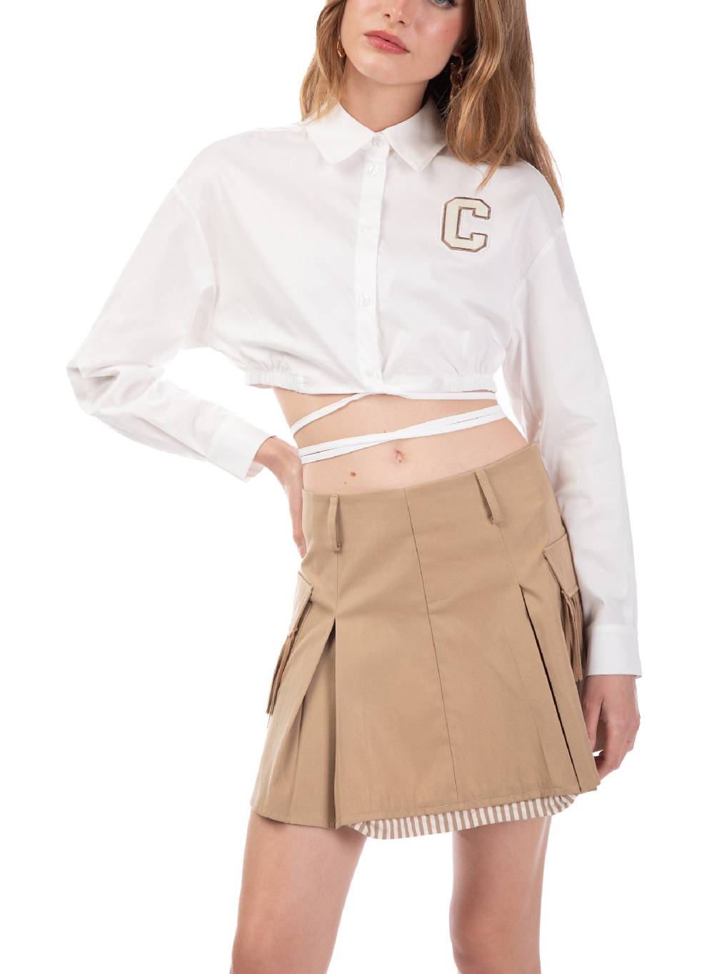 Le Volière Camicia in popeline bianca cropped Economico