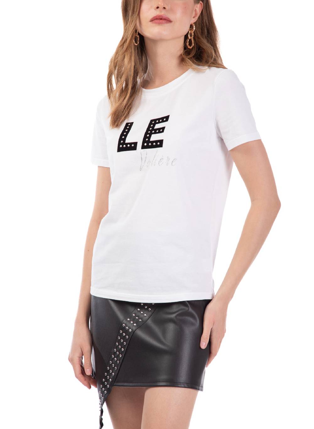 Le Volière T-shirt bianca 'Le Volière' con borchie 2025
