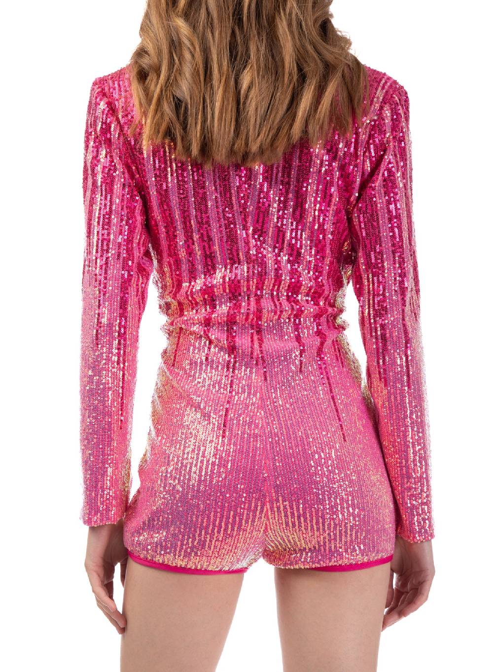 Le Volière Jumpsuit di paillettes rosa degradè Novità