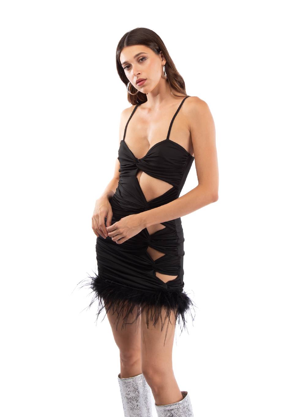 Le Volière BETHANY Vestito elasticizzato nero con fori Vendite Flash