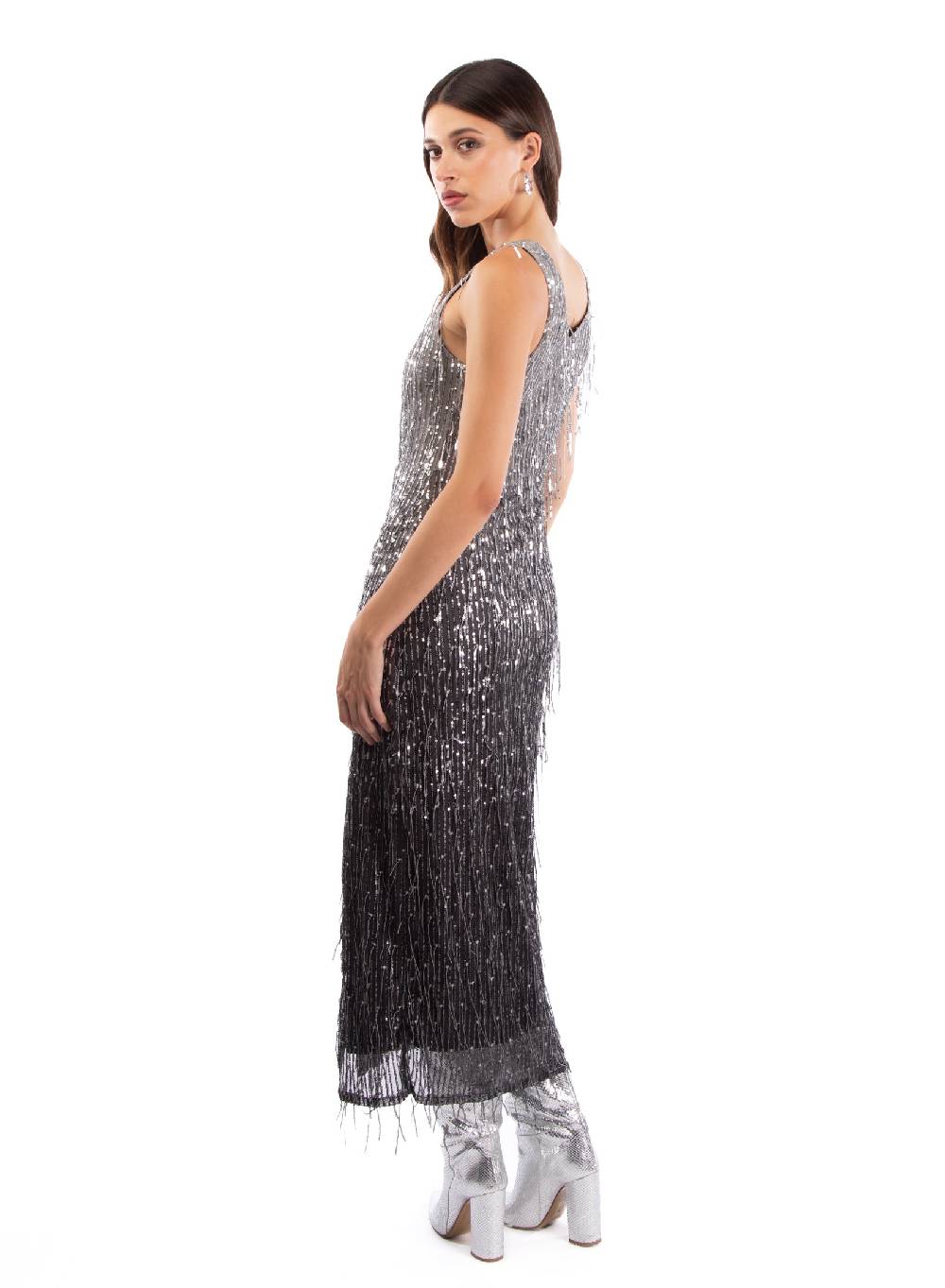 Le Volière DAISY Vestito grigio di paillettes Negozio