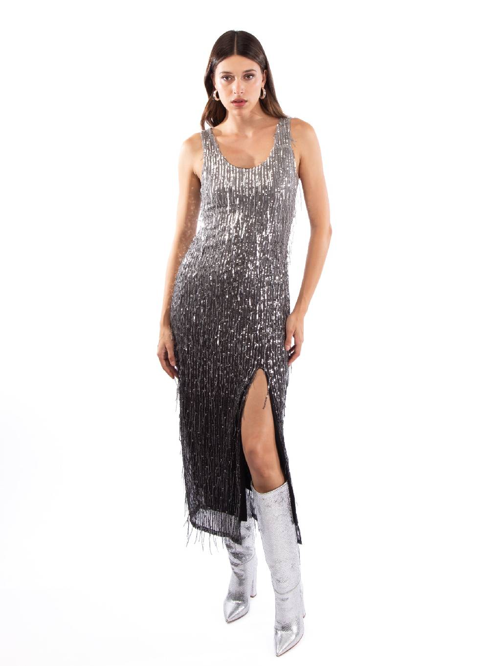 Le Volière DAISY Vestito grigio di paillettes Negozio