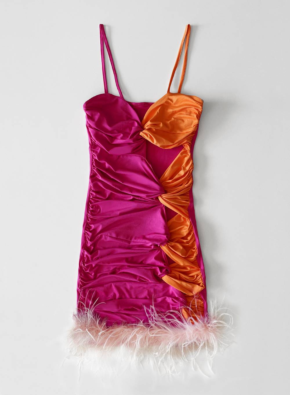 Le Volière BETHANY Vestito elasticizzato fucsia e arancione con fori 2025
